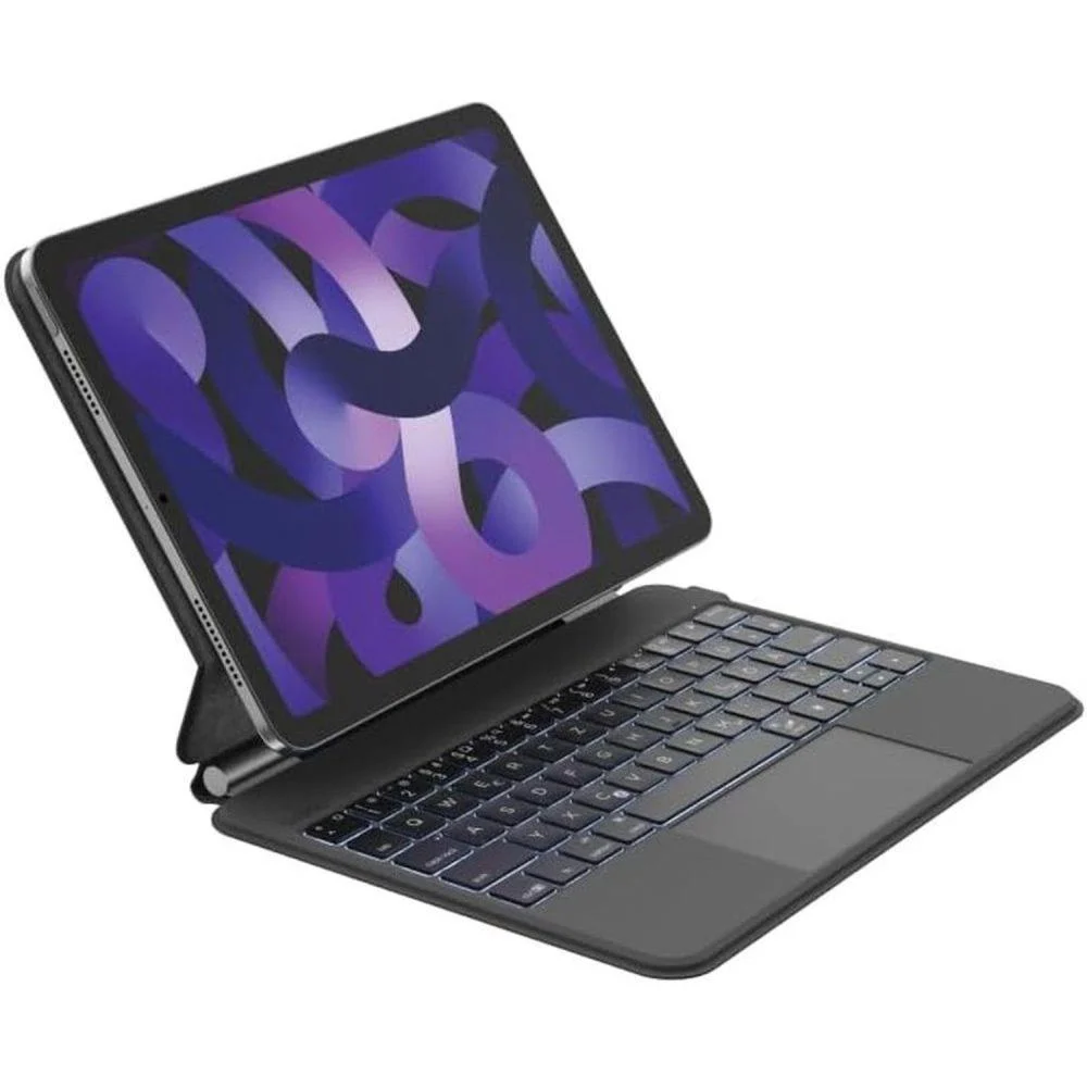 كيبورد حافظة مغناطيسية مضيئة للأيباد مع لوحة لمس - أسود (Smart Backlit Magnetic Keyboard Case for iPad)