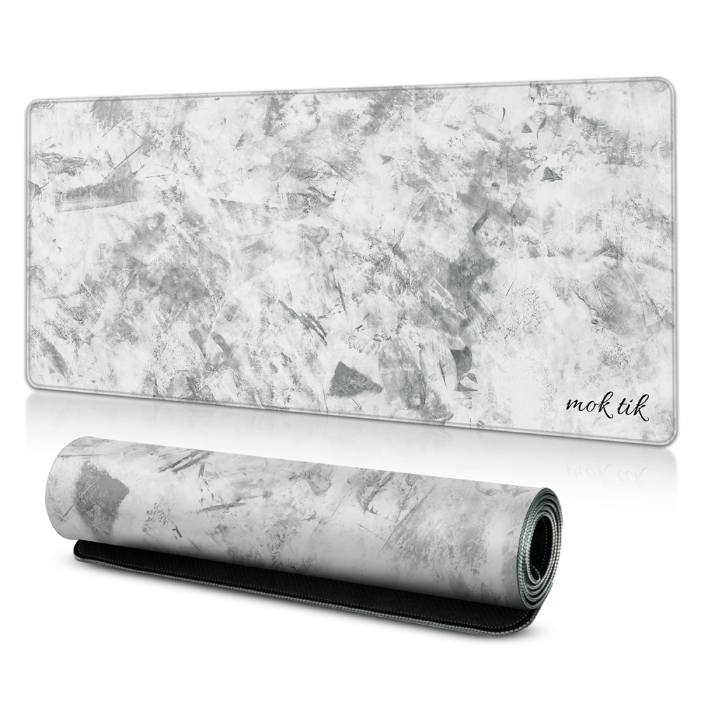 ماوس باد وقاعدة مكتب حجم كبير XXL نقش رخامي/خرساني - أبيض ورمادي (Moktik White Marble Desk Mat XXL)