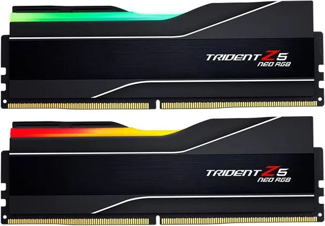 ذاكرة رام جي سكيل ترايدنت زد 5 نيو DDR5 RGB سعة 32 جيجابايت (16GBx2) - أسود (G.SKILL Trident Z5 Neo RGB DDR5 32GB (2x16GB) Desktop Memory Kit - Matte Black)